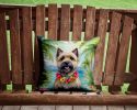 Cairn Terrier Throw Pillow Machine Washable, Indoor Outdoor Decorative Pillow for Couch, Bed or Patio, 14Hx14W - Luau