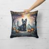 Scottish Terrier Throw Pillow Machine Washable, Indoor Outdoor Decorative Pillow for Couch, Bed or Patio, 18Hx18W - Spooky Halloween