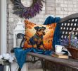 Airedale Terrier Throw Pillow Machine Washable, Indoor Outdoor Decorative Pillow for Couch, Bed or Patio, 18Hx18W - Fall