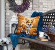 Corgi Throw Pillow Machine Washable, Indoor Outdoor Decorative Pillow for Couch, Bed or Patio, 18Hx18W - Fall