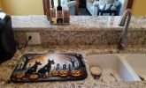 Doberman Pinscher Spooky Halloween Dish Drying Mat Absorbent Dish Drying Mat Pad for Kitchen Counter Dish Drainer Mat for Countertop, 14 x 21"