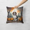 Welsh Springer Spaniel Throw Pillow Machine Washable, Indoor Outdoor Decorative Pillow for Couch, Bed or Patio, 18Hx18W - Spooky Halloween