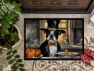 Boston Terrier Doormat 24H X 36W - Fall Pumpkins Indoor Outdoor Rugs for Entryway, Non Slip