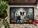Border Collie Doormat 24H X 36W - Spooky Halloween Indoor Outdoor Rugs for Entryway, Non Slip