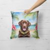 Chocolate Labrador Retriever Throw Pillow Machine Washable, Indoor Outdoor Decorative Pillow for Couch, Bed or Patio, 18Hx18W - Luau