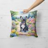 French Bulldog Throw Pillow Machine Washable, Indoor Outdoor Decorative Pillow for Couch, Bed or Patio, 18Hx18W - Spring Path