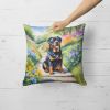 Rottweiler Throw Pillow Machine Washable, Indoor Outdoor Decorative Pillow for Couch, Bed or Patio, 18Hx18W - Spring Path