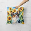 Papillon Throw Pillow Machine Washable, Indoor Outdoor Decorative Pillow for Couch, Bed or Patio, 18Hx18W - Sunflowers