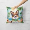 Papillon Throw Pillow Machine Washable, Indoor Outdoor Decorative Pillow for Couch, Bed or Patio, 18Hx18W - Luau