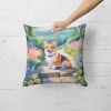 Corgi Throw Pillow Machine Washable, Indoor Outdoor Decorative Pillow for Couch, Bed or Patio, 18Hx18W - Spring Path