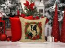Border Collie Throw Pillow Machine Washable, Indoor Outdoor Decorative Pillow for Couch, Bed or Patio, 18Hx18W - Christmas Flowers