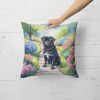 Black Pug Throw Pillow Machine Washable, Indoor Outdoor Decorative Pillow for Couch, Bed or Patio, 18Hx18W - Spring Path
