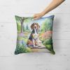 American English Coonhound Throw Pillow Machine Washable, Indoor Outdoor Decorative Pillow for Couch, Bed or Patio, 18Hx18W - Spring Garden