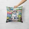 Shih Tzu Throw Pillow Machine Washable, Indoor Outdoor Decorative Pillow for Couch, Bed or Patio, 18Hx18W - Spring Path