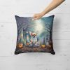 Chihuahua Throw Pillow Machine Washable, Indoor Outdoor Decorative Pillow for Couch, Bed or Patio, 18Hx18W - Spooky Halloween