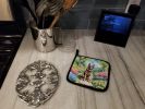 German Shepherd Spring Path Pair of Pot Holders Kitchen Heat Resistant Pot Holders Sets Oven Hot Pads for Cooking Baking BBQ, 7 1/2 x 7 1/2