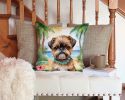 Brussels Griffon Throw Pillow Machine Washable, Indoor Outdoor Decorative Pillow for Couch, Bed or Patio, 14Hx14W - Luau