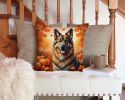 Belgian Tervuren Throw Pillow Machine Washable, Indoor Outdoor Decorative Pillow for Couch, Bed or Patio, 14Hx14W - Fall