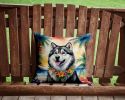 Alaskan Malamute Throw Pillow Machine Washable, Indoor Outdoor Decorative Pillow for Couch, Bed or Patio, 14Hx14W - Luau