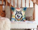 Alaskan Malamute Throw Pillow Machine Washable, Indoor Outdoor Decorative Pillow for Couch, Bed or Patio, 14Hx14W - Luau