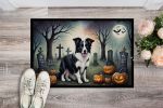 Border Collie Doormat 24H X 36W - Spooky Halloween Indoor Outdoor Rugs for Entryway, Non Slip