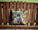 Afghan Hound Throw Pillow Machine Washable, Indoor Outdoor Decorative Pillow for Couch, Bed or Patio, 14Hx14W - Spring Garden