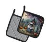 Shih Tzu Spooky Halloween Pair of Pot Holders Kitchen Heat Resistant Pot Holders Sets Oven Hot Pads for Cooking Baking BBQ, 7 1/2 x 7 1/2