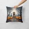 Bloodhound Throw Pillow Machine Washable, Indoor Outdoor Decorative Pillow for Couch, Bed or Patio, 18Hx18W - Spooky Halloween
