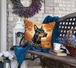 Doberman Pinscher Throw Pillow Machine Washable, Indoor Outdoor Decorative Pillow for Couch, Bed or Patio, 18Hx18W - Fall