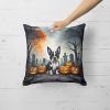 Boston Terrier Throw Pillow Machine Washable, Indoor Outdoor Decorative Pillow for Couch, Bed or Patio, 18Hx18W - Spooky Halloween