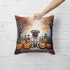 Fawn Pug Throw Pillow Machine Washable, Indoor Outdoor Decorative Pillow for Couch, Bed or Patio, 18Hx18W - Spooky Halloween