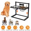 Raised Dog Bowls with 4.1 to 12.4in Adjustable Height Stainless Steel Elevated Double Dog Bowls with Bell for Small Medium Large Dogs