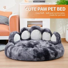 Cute Dog Bed Bear Paw Shape (Color: Tie-dye dark gray, size: S-24inch)