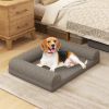 Egg-Foam Dog Crate Bed with 3-Side Bolster and Removable Washable Bed Cover Small to Medium Dogs