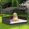 Wicker Dog House with Canopy, Indoor Outdoor with Weatherproof Roof