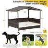 Wicker Dog House with Canopy, Indoor Outdoor with Weatherproof Roof