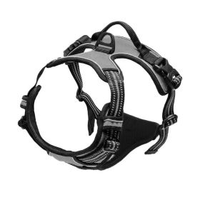 Explosive Red Adventure Dog Harness - Ultimate Safety And Comfort For Large Dogs (Color: Grey, size: L)