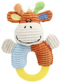 Pet Life 'Ring-O-Round' Plush Squeaking and Rubber Teething Puppy Dog Toy (Color: Blue / Orange)