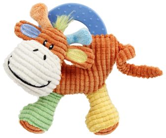 Pet Life 'Moo-cifier' Plush Squeaking and Rubber Teething Puppy Dog Toy (Color: Orange / Green / Yellow)